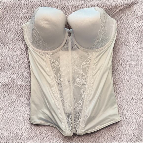 Cassandra Intimates 36C White Lace Corset Bustier Bridal Strapless - No Straps - Picture 1 of 5